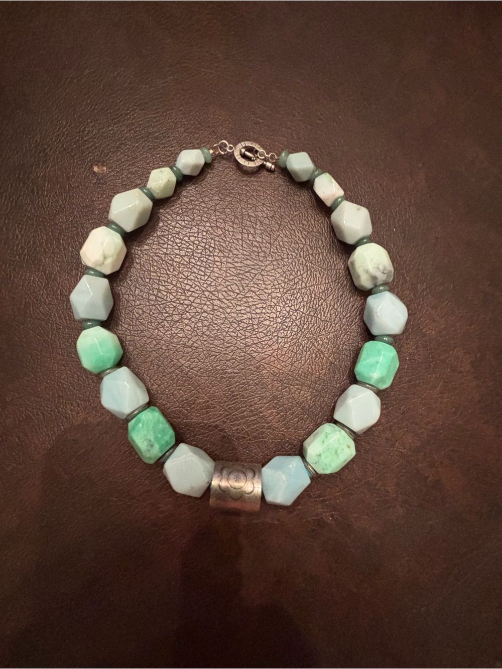 Seafoam Green Faceted Stone Beaded  Necklace Brand New